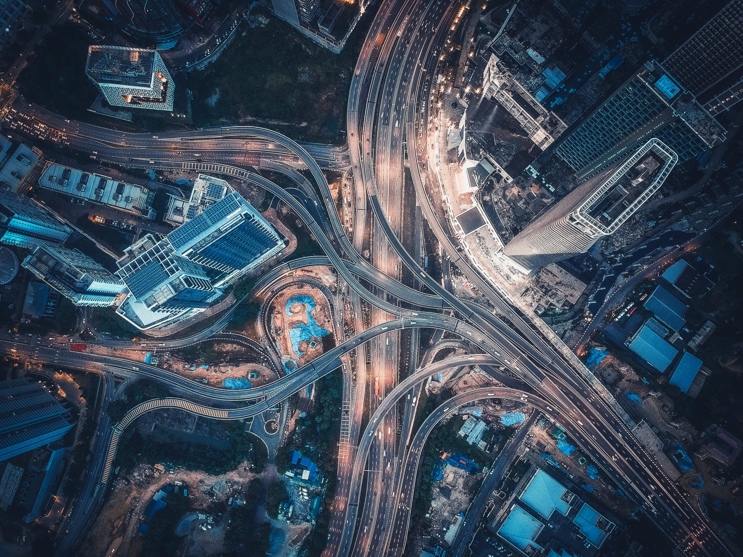 Aerial,View,Above,Of,Busy,Highway,Intersection,Road,Junctions,At